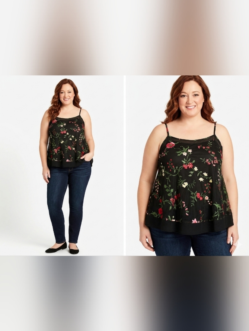 Gilligan & O’Malley Floral Mesh Cami NWOT